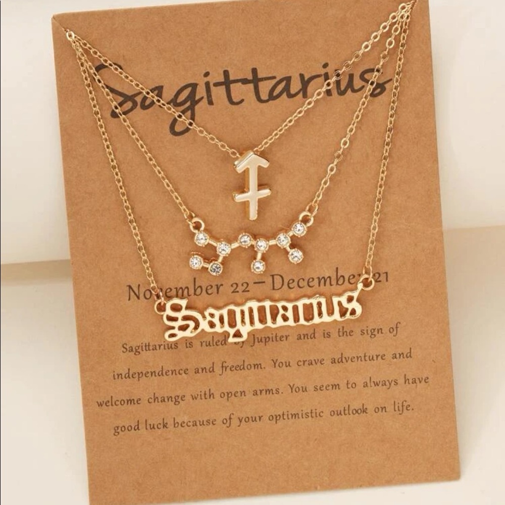New Gold Sagittarius Zodiac Constellation Necklace Set of 3